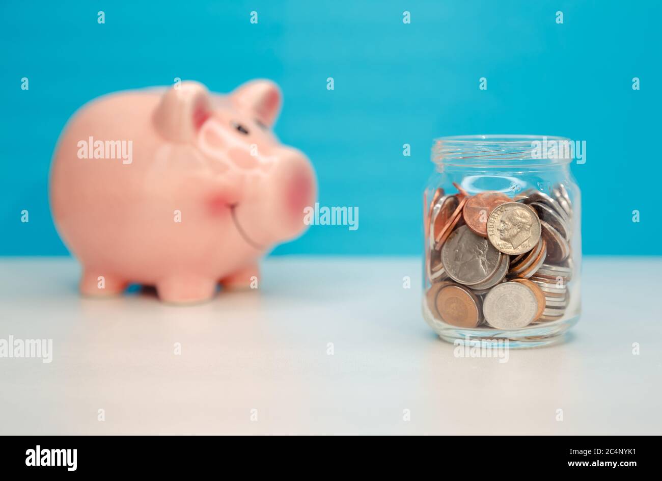 Piggy bank money savings concept. Financial help services and support Stock Photo