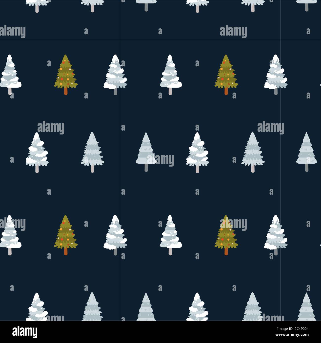 Seamless vector pattern with pine trees. Christmas wrapping paper Stock Vector