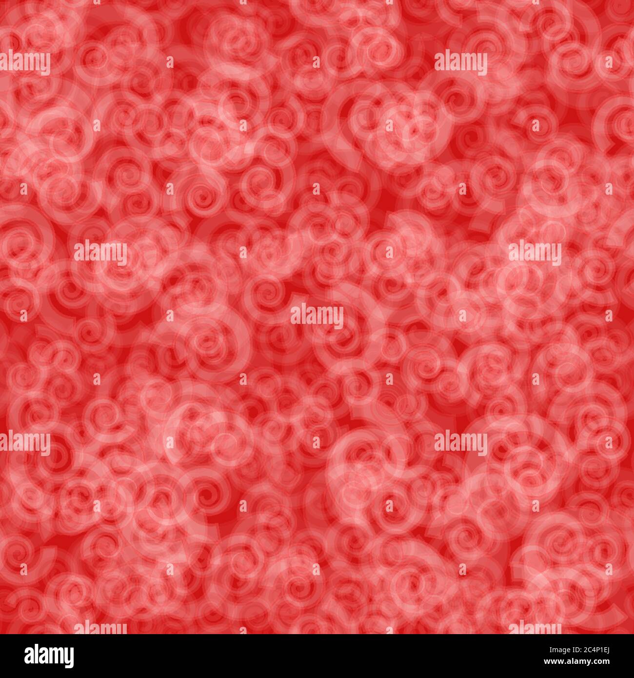 Abstract seamless pattern of randomly distributed translucent spirals in red colors Stock Vector