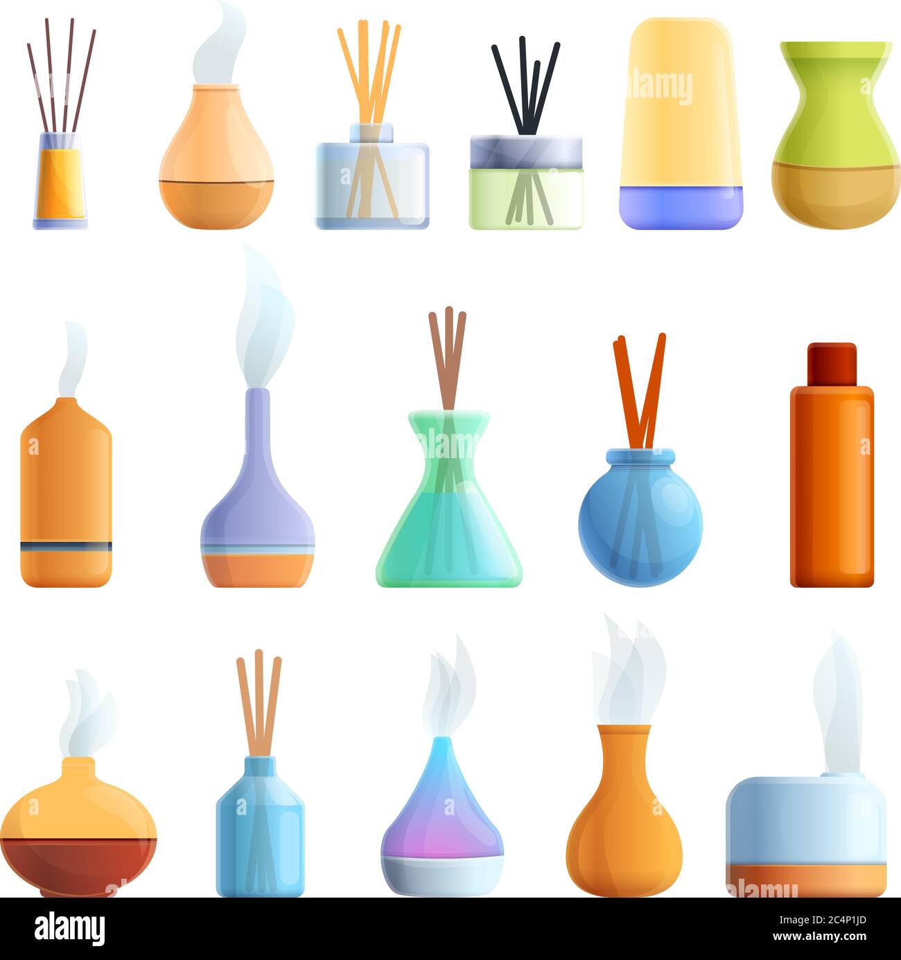 Diffuser icons set. Cartoon set of diffuser vector icons for web design Stock Vector