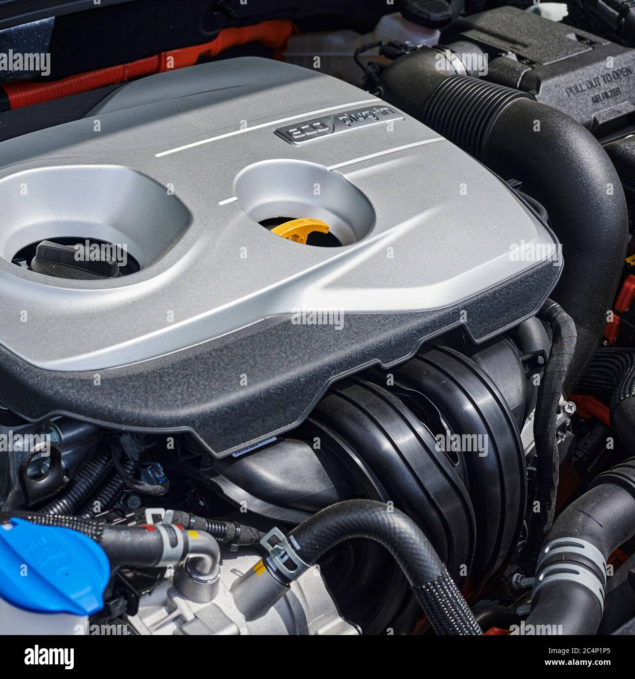 Berlin, Germany June 24, 2020 A look into the engine compartment of