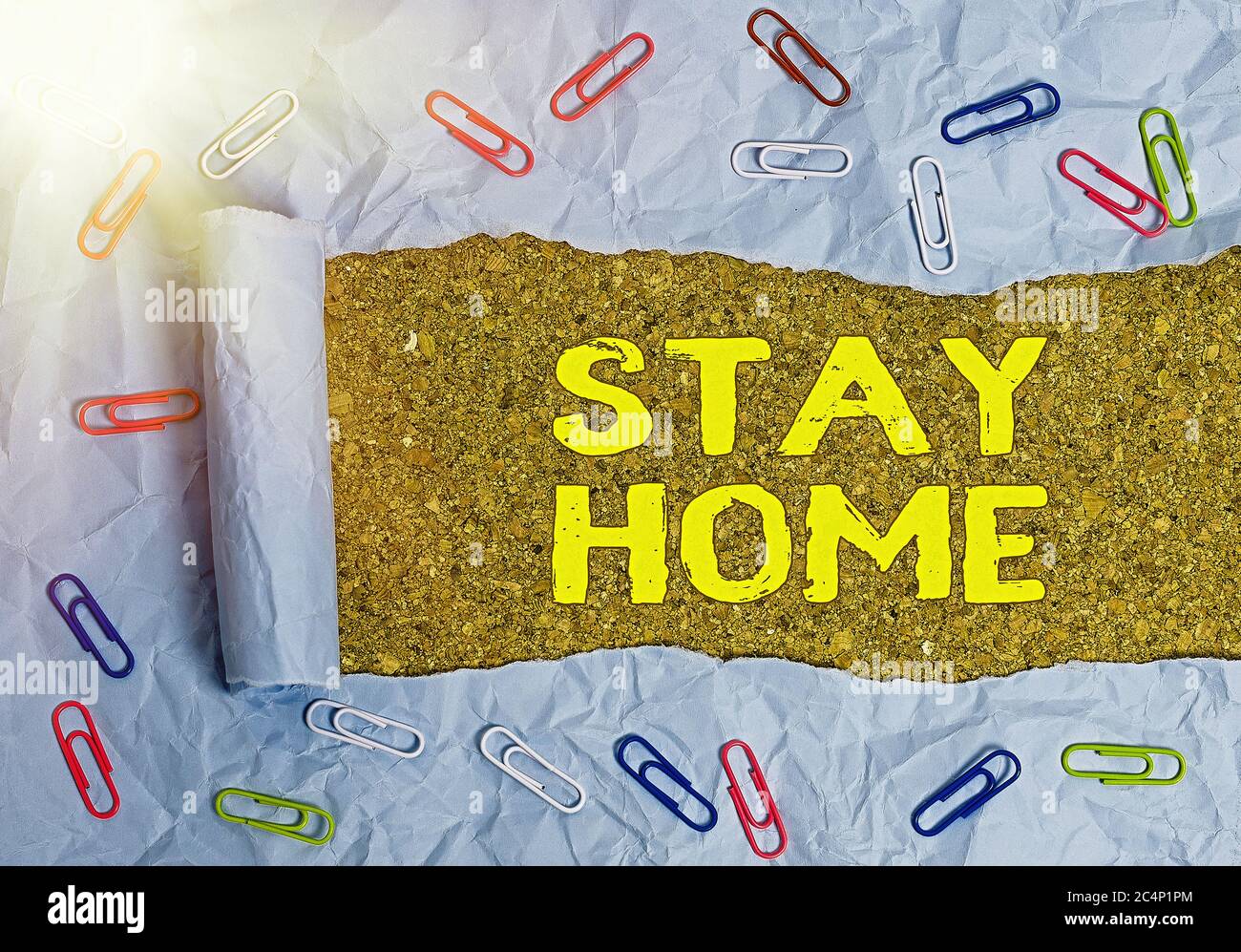 Conceptual Hand Writing Showing Stay Home Concept Meaning Not Go Out For An Activity And Stay Inside The House Or Home Rolled Ripped Torn Cardboard A Stock Photo Alamy
