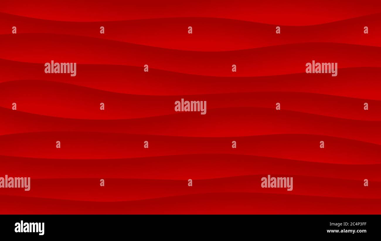 Abstract background of wavy lines with shadows in red colors Stock Vector