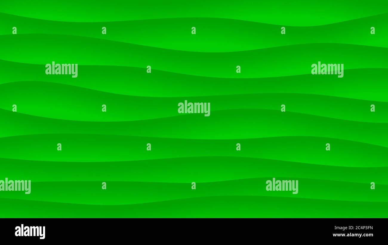 Abstract background of wavy lines with shadows in green colors Stock Vector
