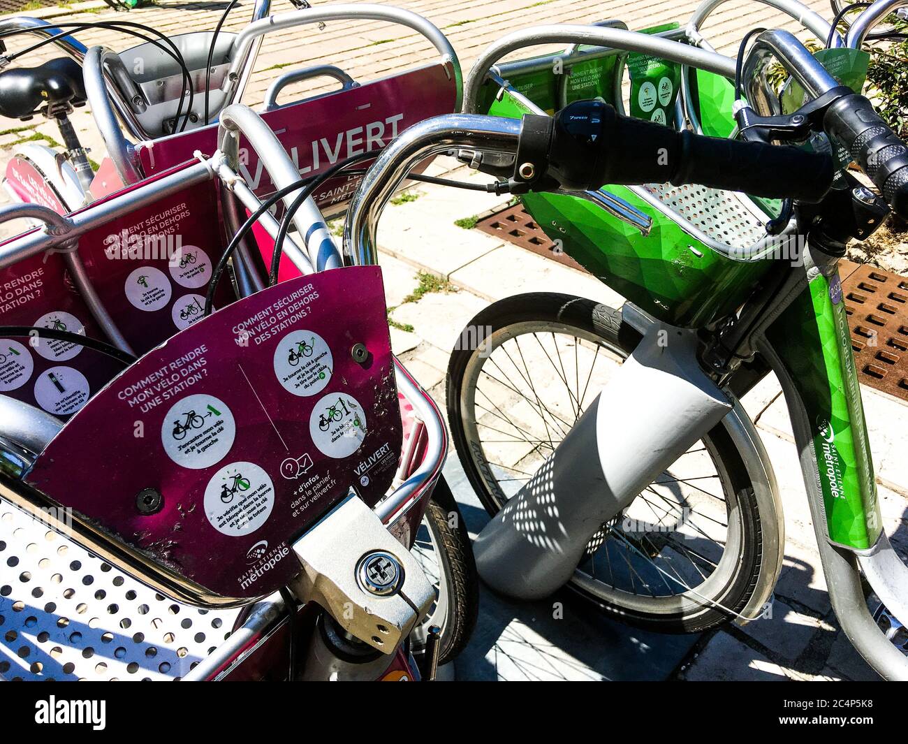 Velivert bicycle sharing station, Saint-Etienne, Loire, France Stock Photo  - Alamy