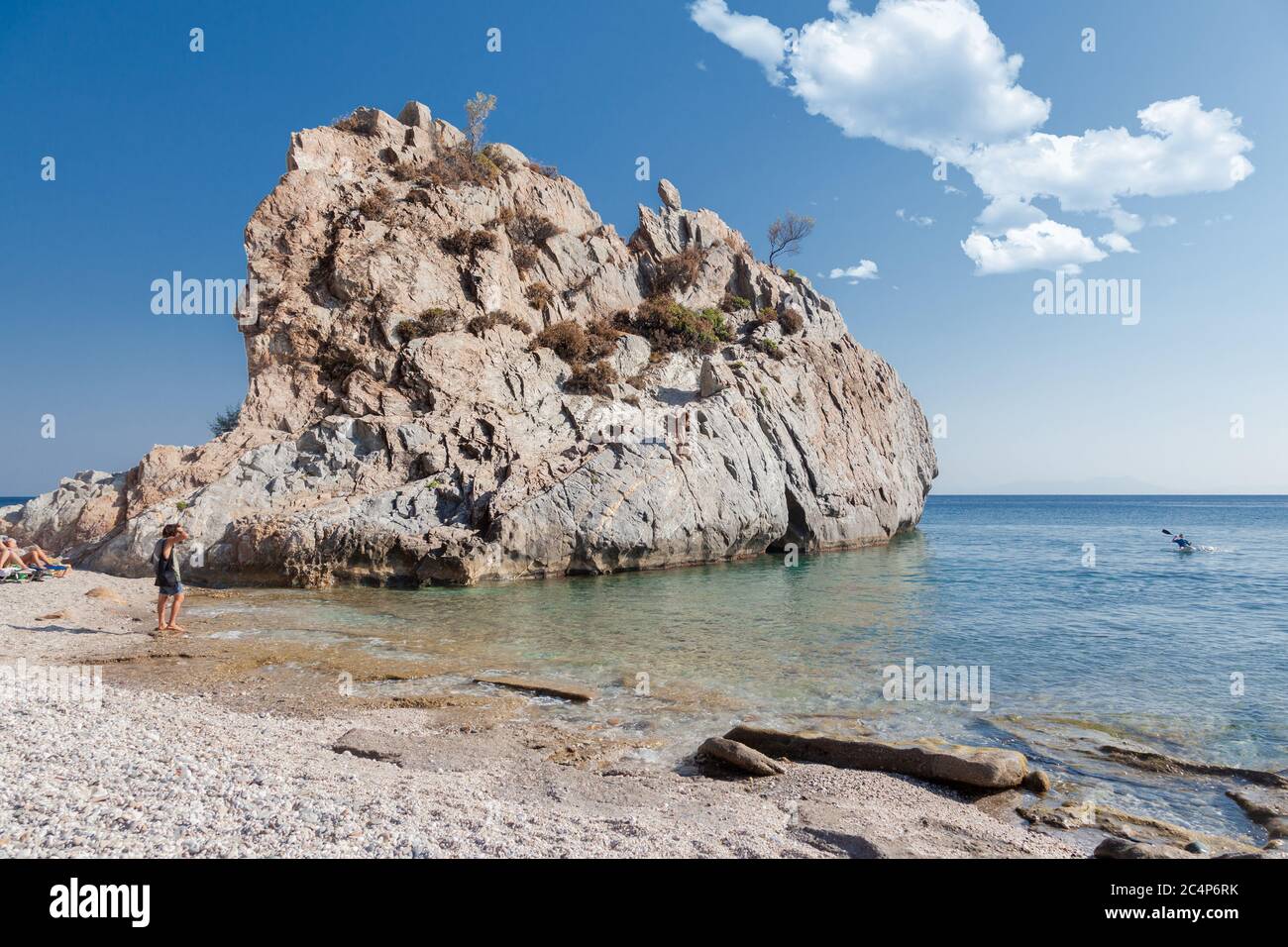 Melinta beach, in Plomari region, Lesvos (or Lesbos) island, Greece. Stock Photo
