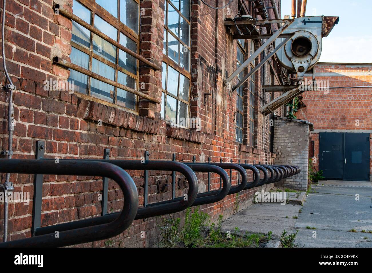 Berlin / Germany June 21 2020 Empty bicycle parking lots in front of