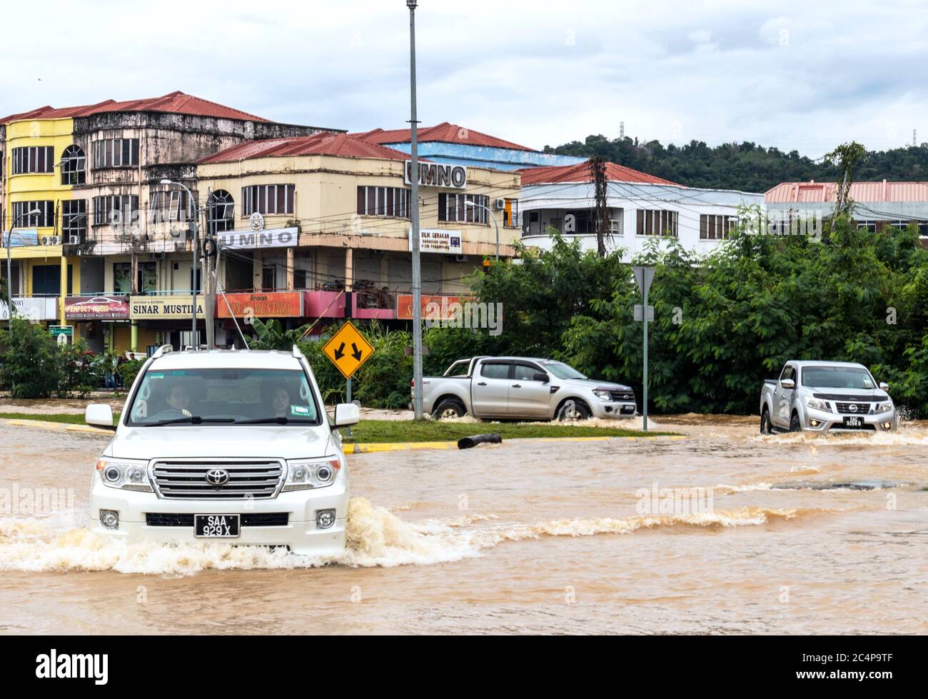 Flash floods Penampang big hat Sabah Borneo Malaysia Stock Photo