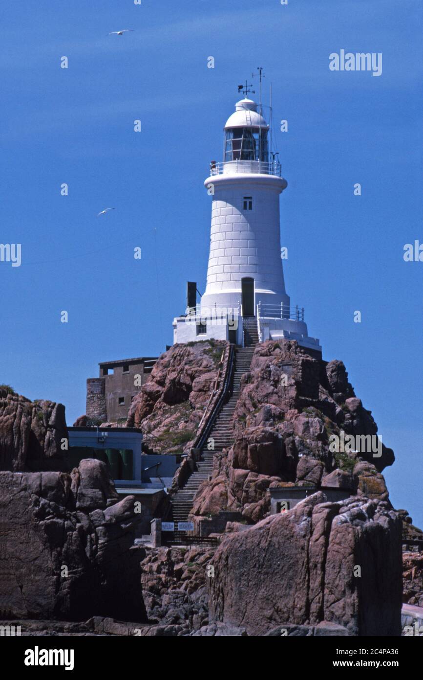 Corbiere lighthouse, Jersey, Channel Islands, Europe Stock Photo