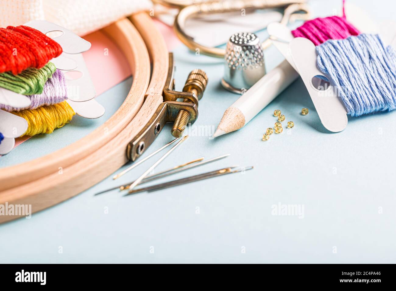 Embroidery set fot cross stitching Stock Photo Alamy