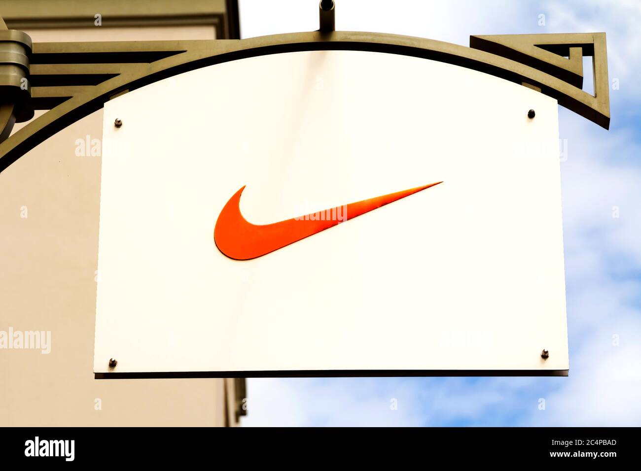 Ingolstadt : Nike logo sign, Nike Inc. is an American multinational  corporation that is engaged in sales of footwear & apparel Stock Photo -  Alamy