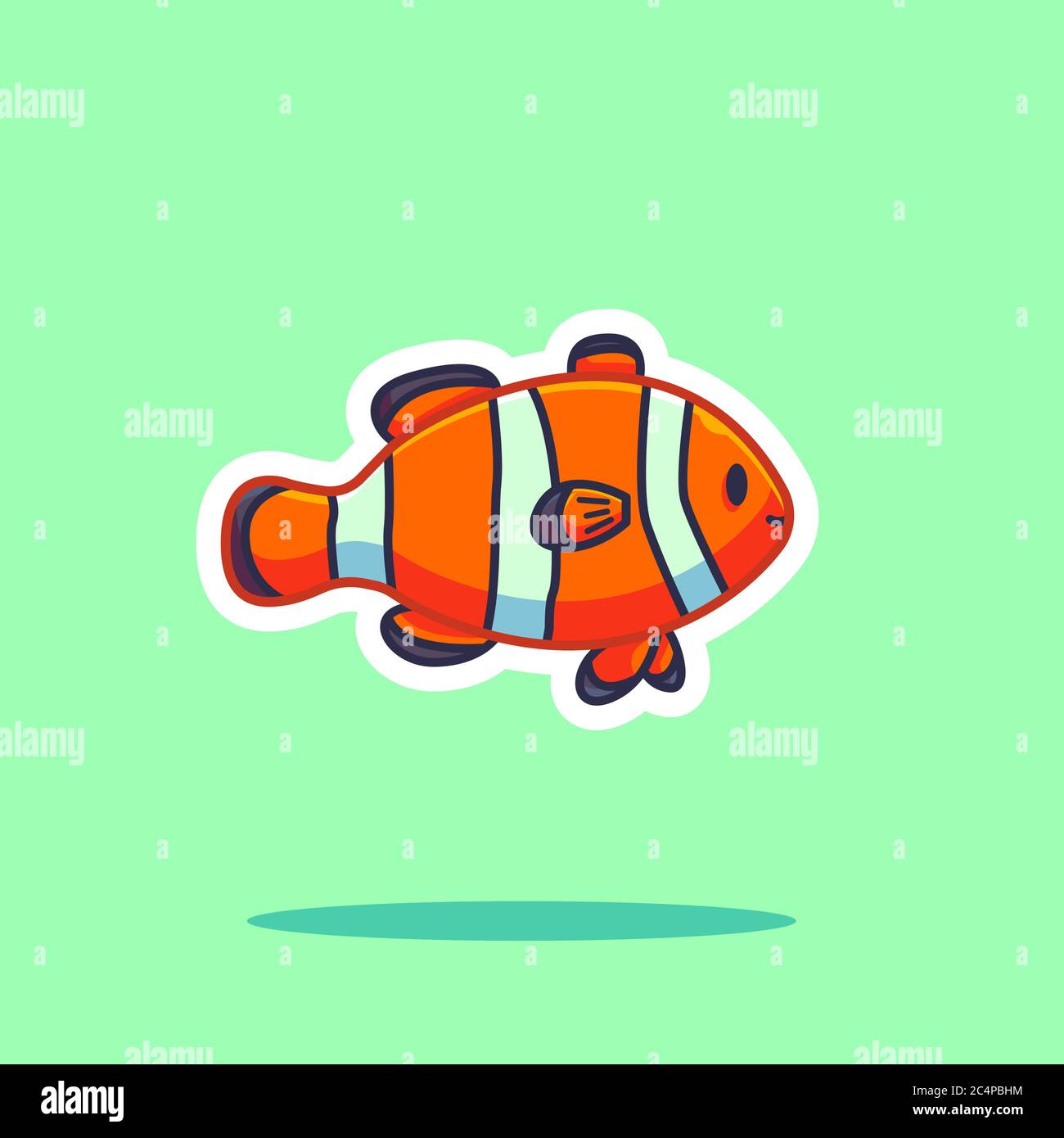 clownfish vector illustration. flat cartoon style Stock Vector
