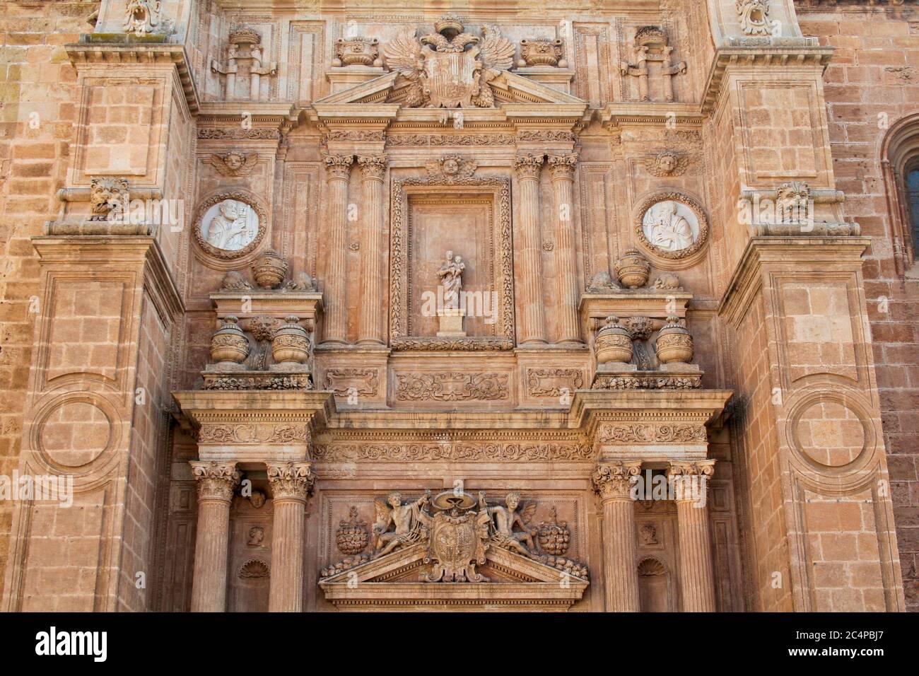 Almería, Andalusia, Spain, Europe.. Catedral de santa María de la Encarnación (Cathedral of Saint Mary of the Incarnation). Juan de Orea (1525-1581). Facade of the Cathedral of Almeria - XVI century - Spanish Renaissance. Stock Photo