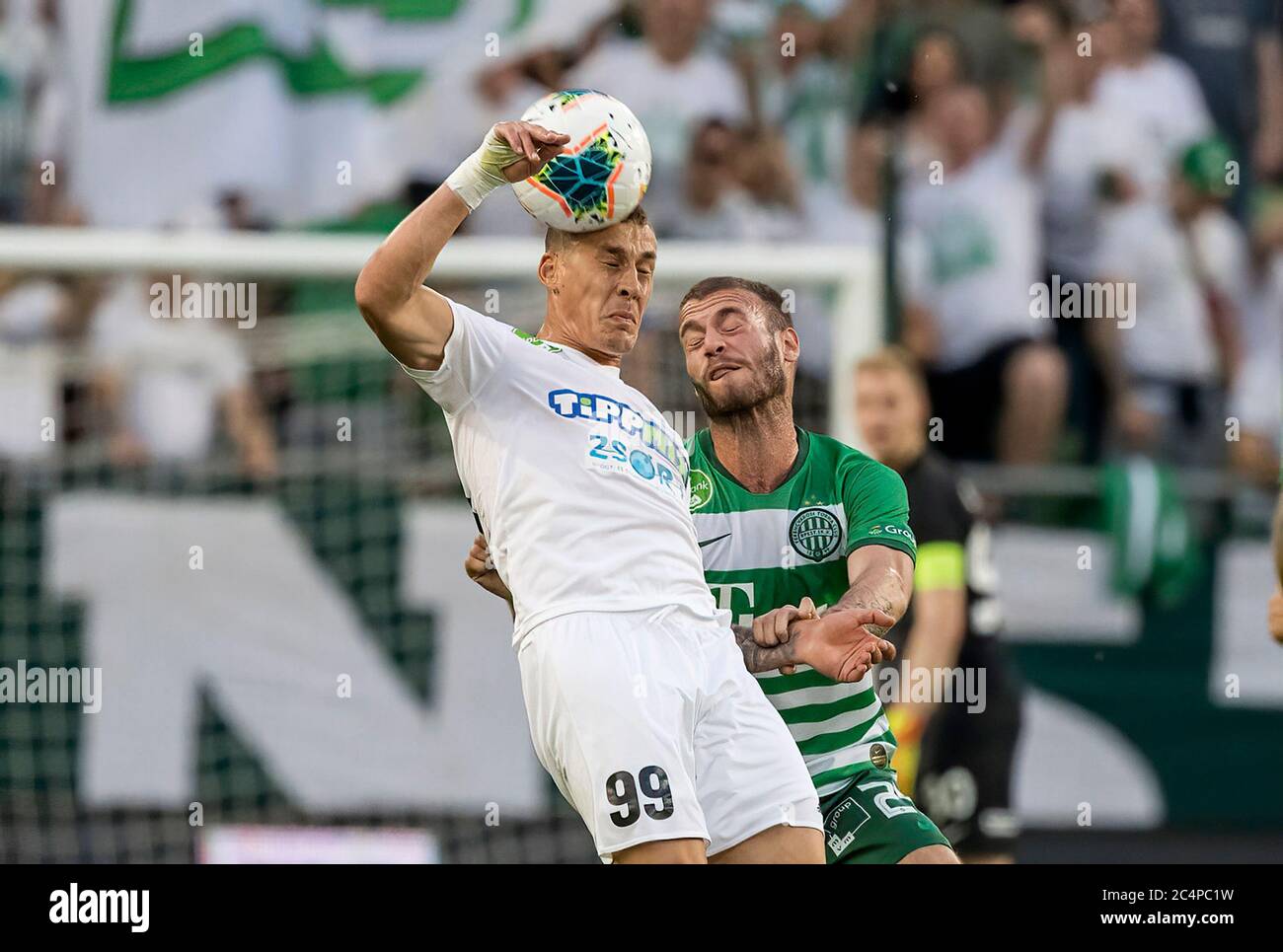 BUDAPEST, HUNGARY - FEBRUARY 15: (l-r) Miha Blazic of Ferencvarosi