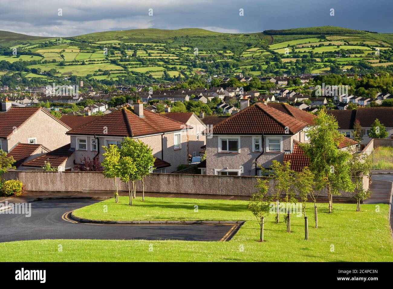 Detached houses, housing estate in Clonmel town, County Tipperary, Ireland, Comeragh Mountains Detached houses, housing estate in Clonmel town, County Tipperary, Ireland, Comeragh Mountains