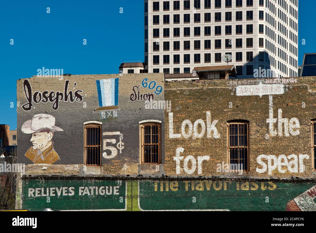 Historical adverising murals at Congress Avenue at Downtown Austin