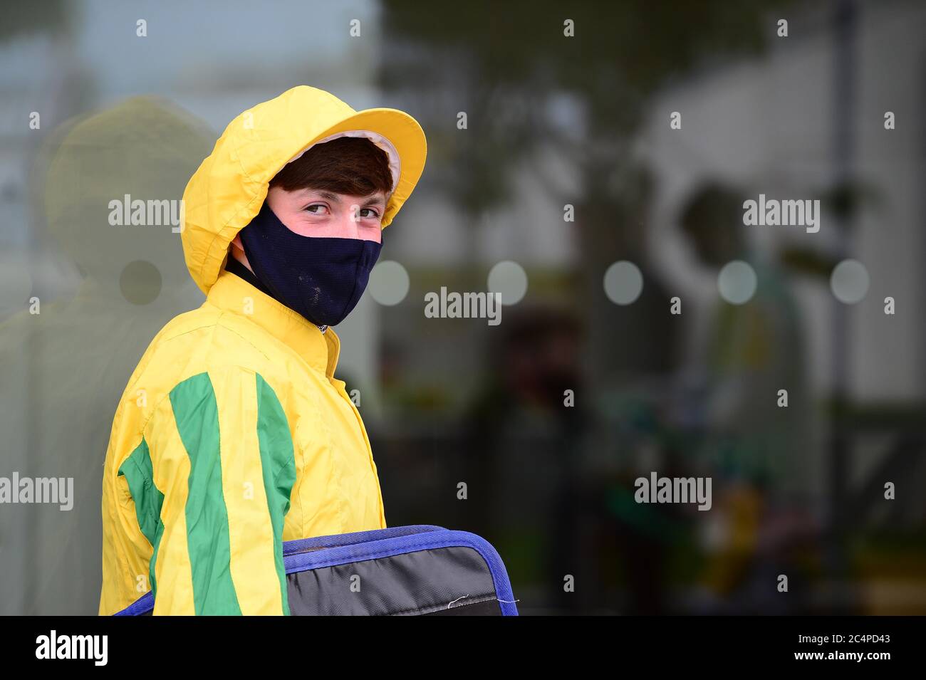 Jockey Paddy Harnet at Curragh Racecourse. Stock Photo