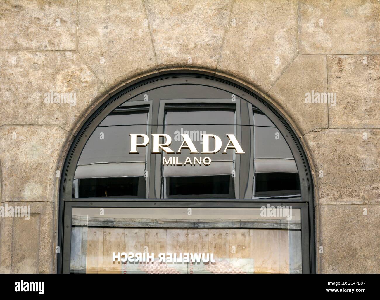 Munich, Germany : Prada storeada, Prada is a world famous fashion brand  founded in Italy Stock Photo - Alamy
