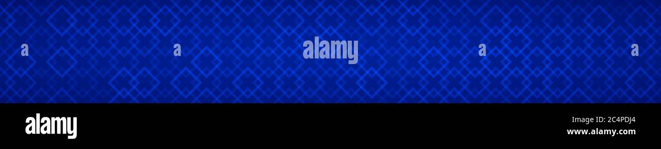 Abstract horizontal banner of intertwined small squares on blue background Stock Vector