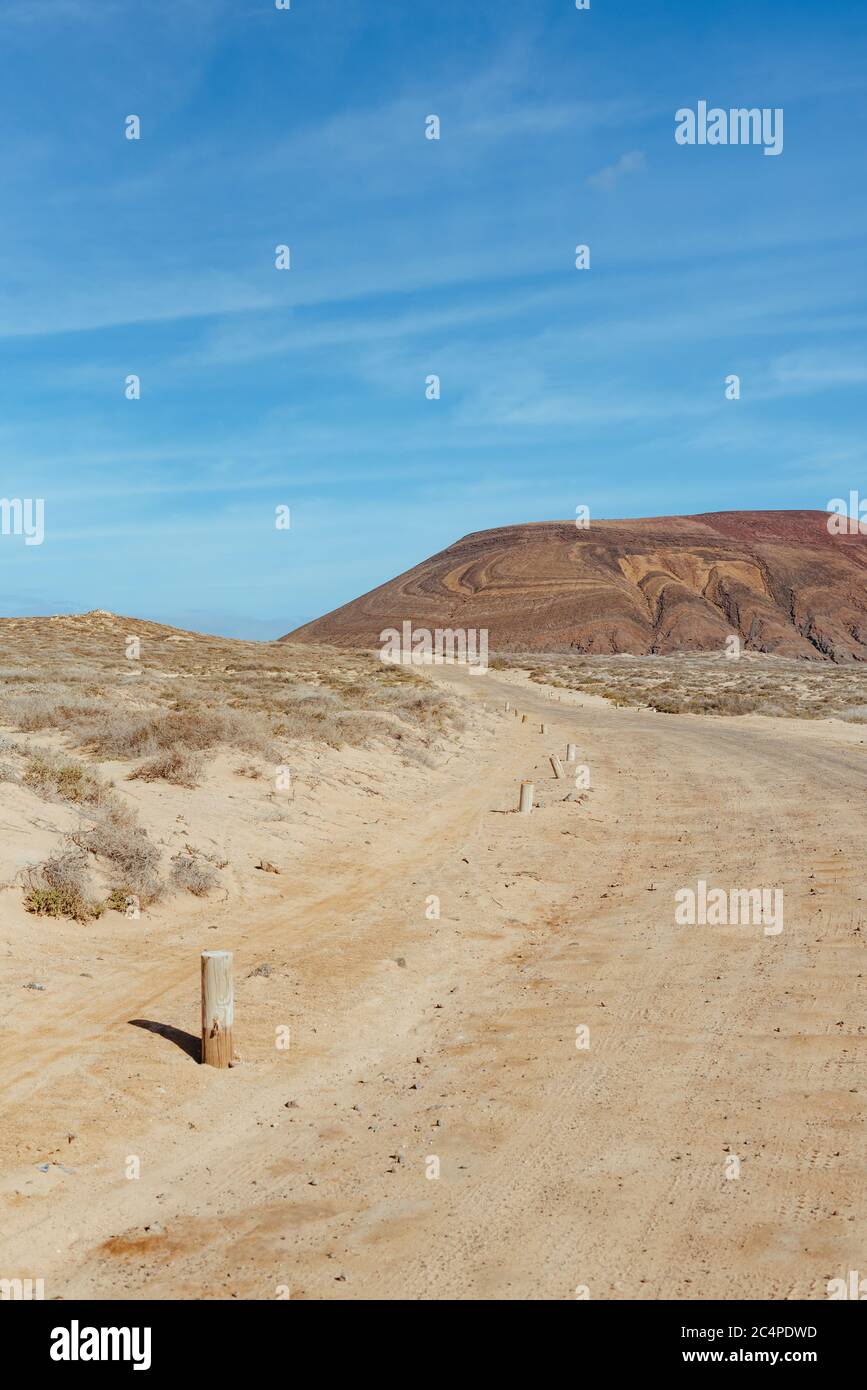 La Graciosa/Graciosa Island's highest point is part of Montana Pedro Barba (the peak is Agujas Grandes at 266m), Canary Islands, Spain Stock Photo