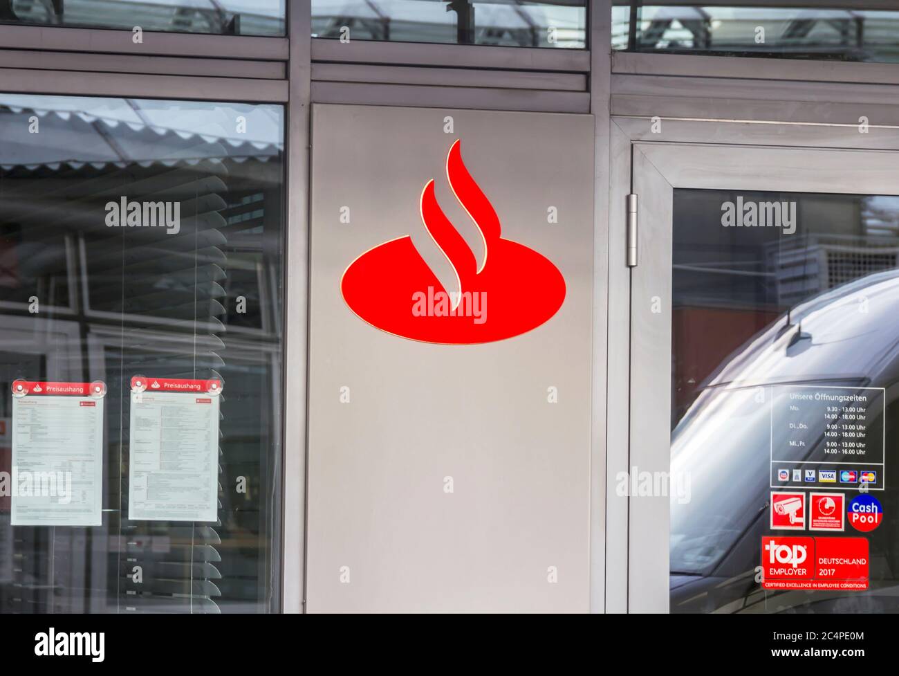 Wurzburg, Germany : Santander bank business logo, outside, Wurzburg Bavaria  Stock Photo - Alamy