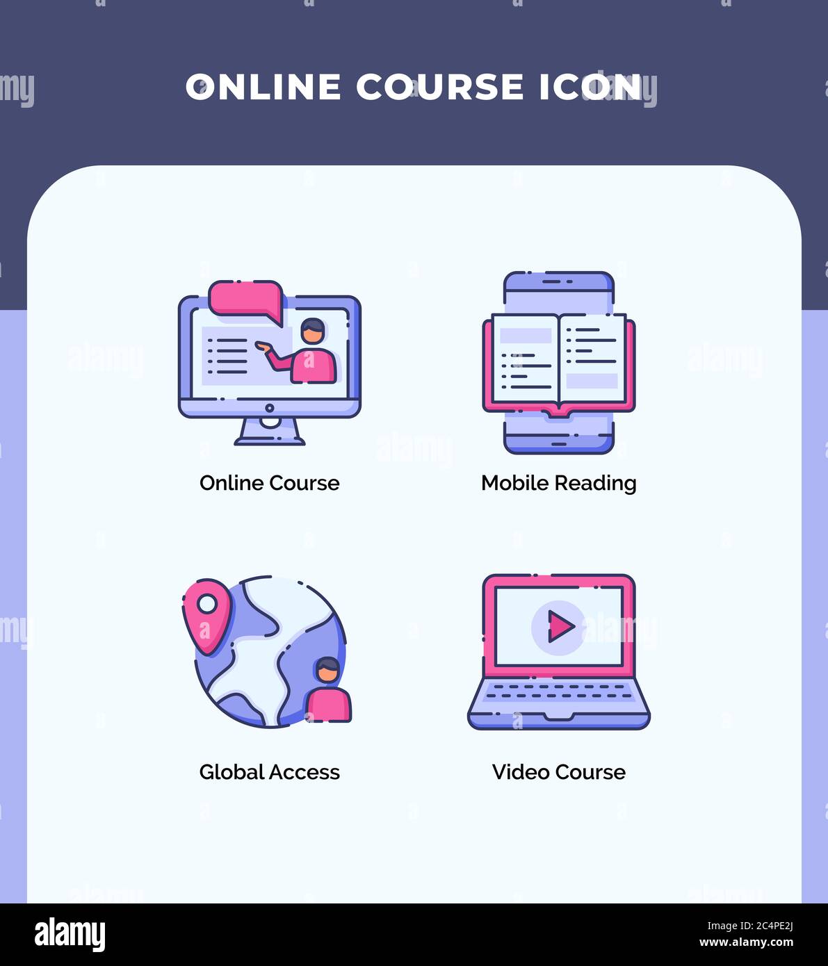 Preview online course icon mobile reading global access video course ...