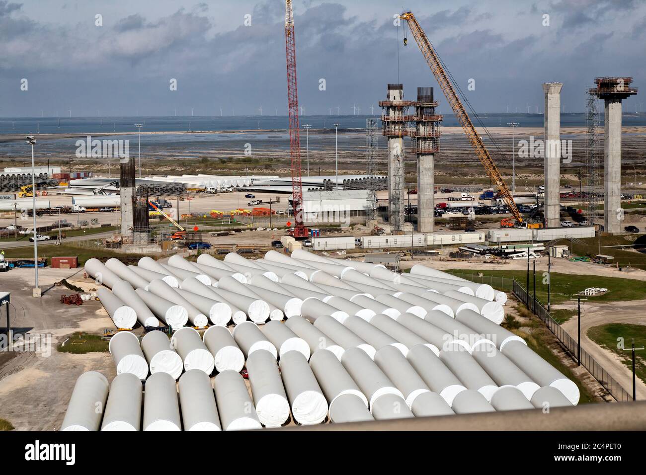Overlooking New Corpus Christi Harbor Bridge construction, foreground