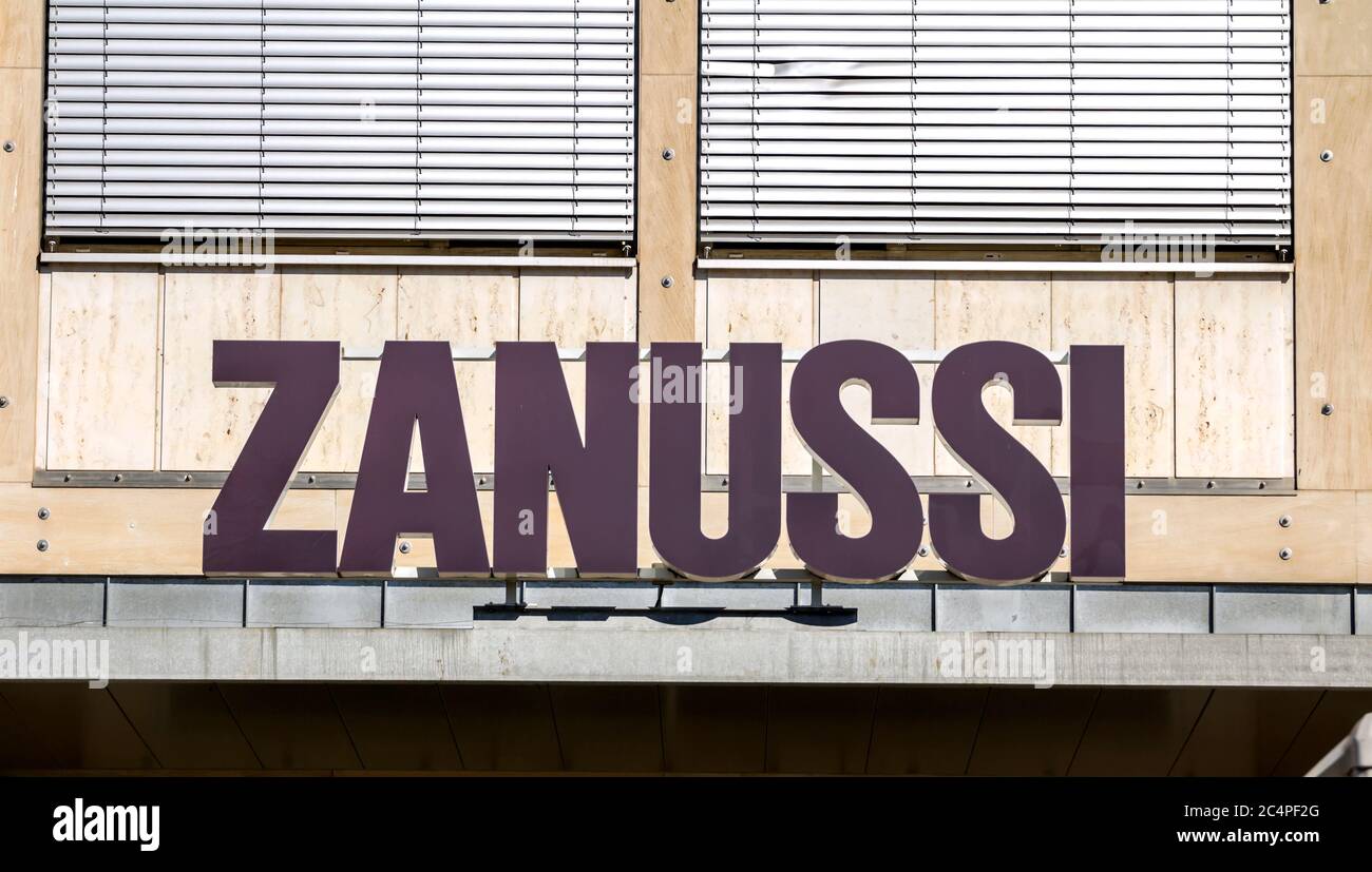 Nuremberg, Germany : Zanussi store sign. Zanussi is an Italian producer of home appliances that in 1984 was bought by Electrolux. Zanussi has been exp Stock Photo