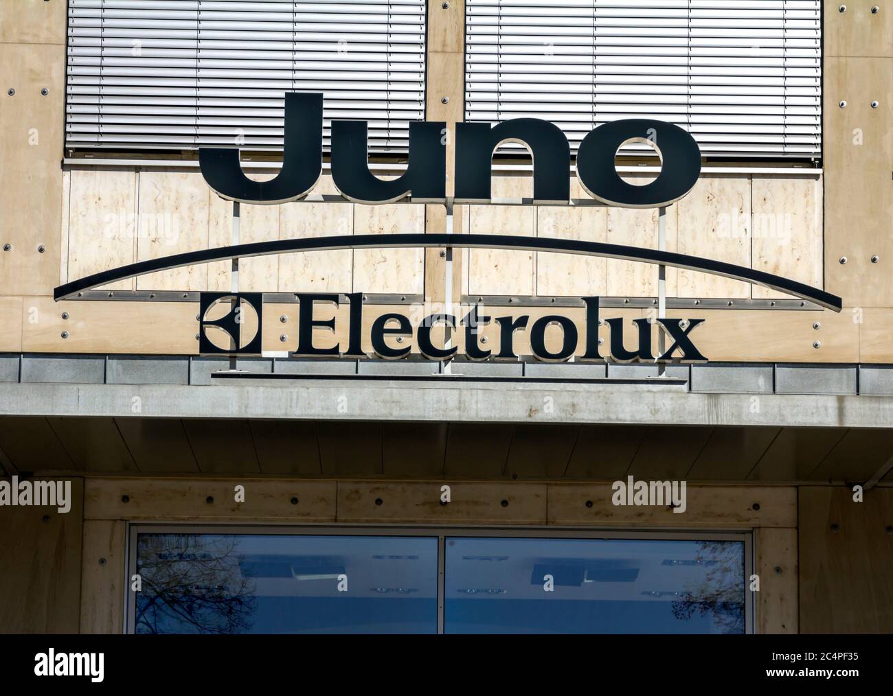 Nurnberg, Germany : Juno, Electrolux company logo on the wall. Electrolux  is a Swedish multinational home appliance manufacturer Stock Photo - Alamy