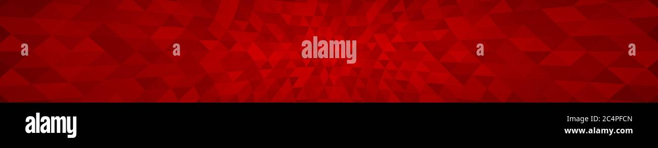Abstract horizontal banner or background of small triangles in red ...