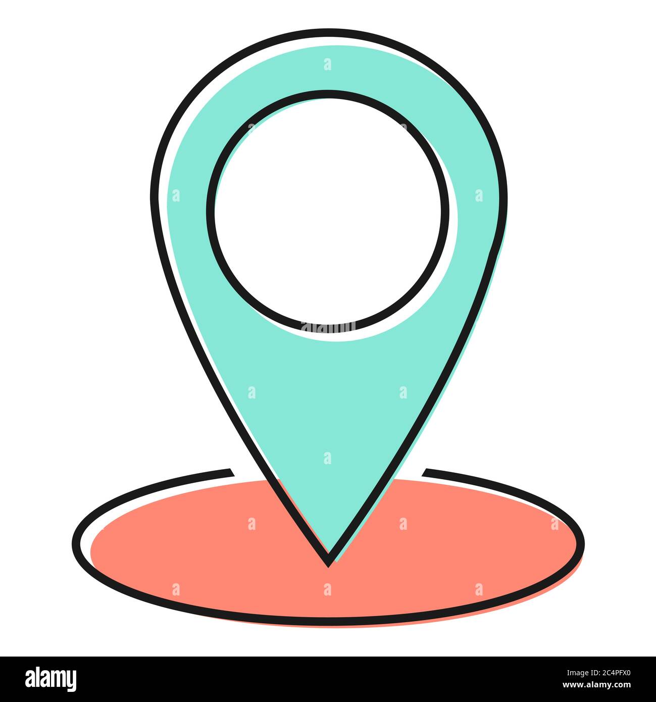 Location icon, map pointer symbol isolated on white background.  Vector web button . Stock Vector