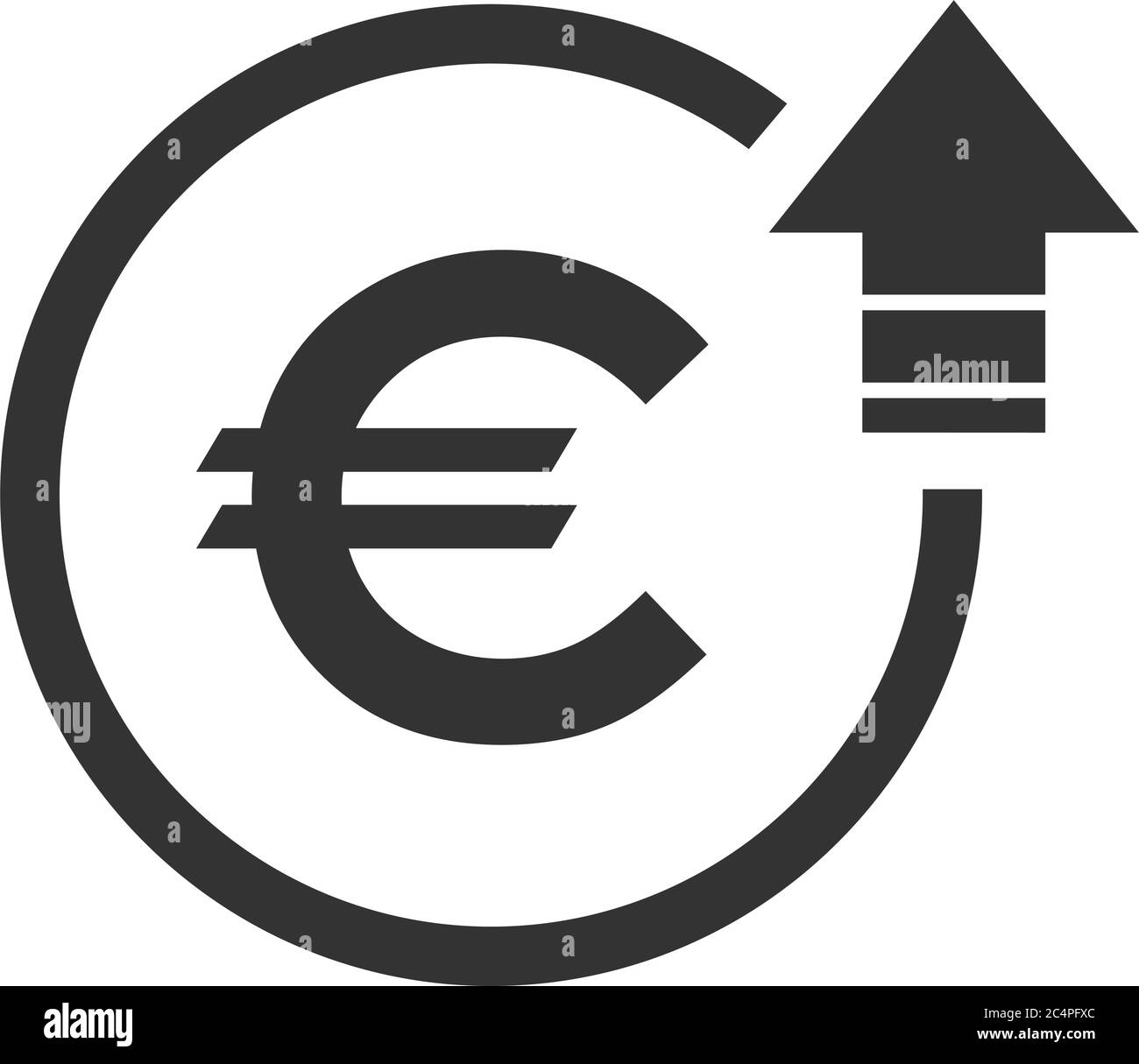 Cost symbol euro increase icon. Vector symbol image isolated on background Stock Vector