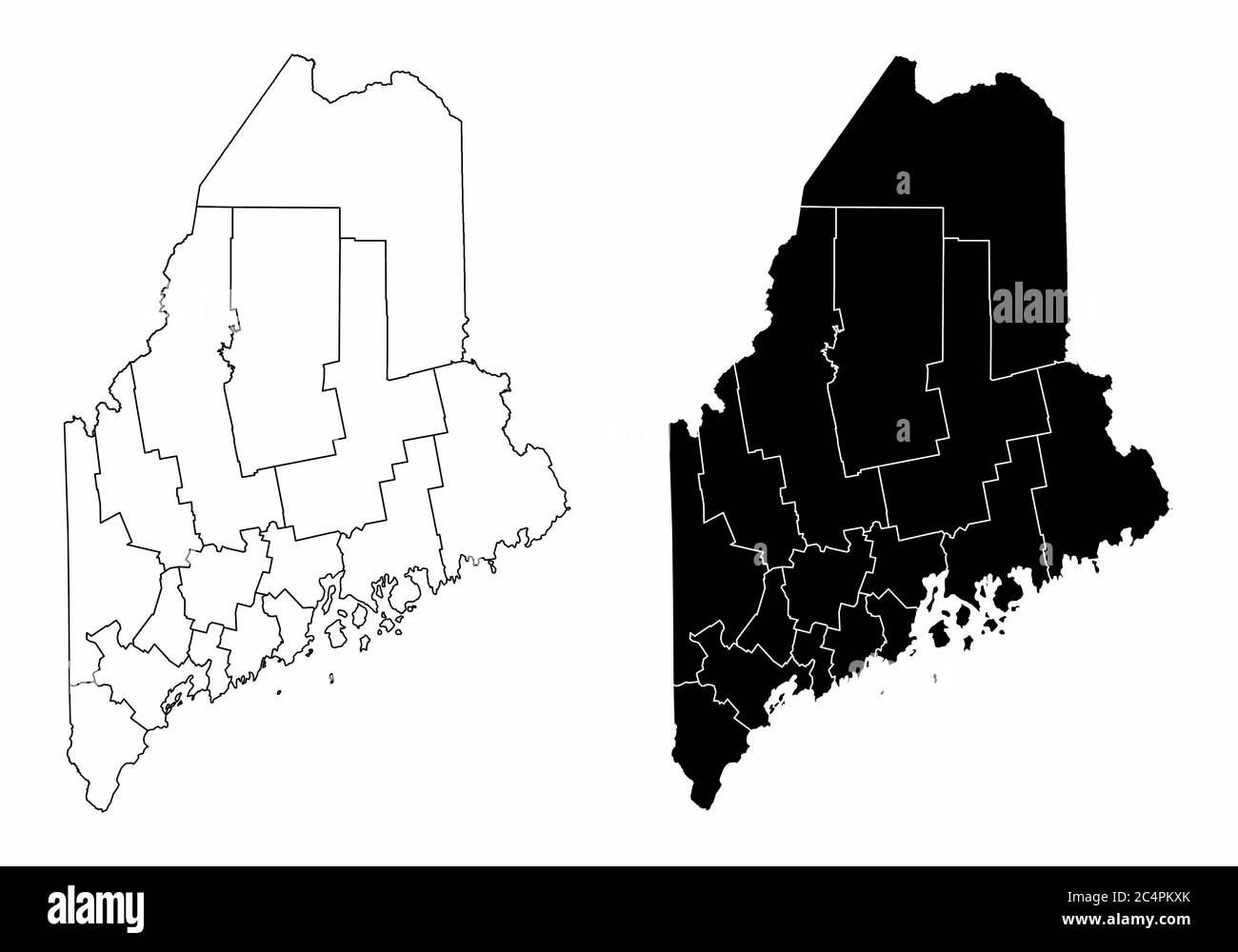 Maine county maps Stock Vector
