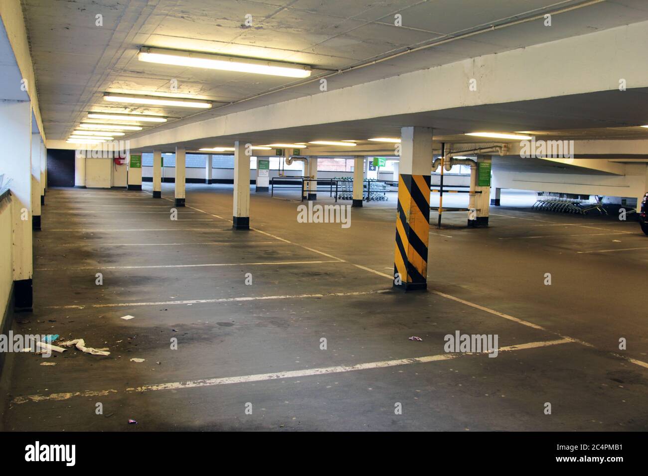 This is the car park above the Waitrose supermarket on Byres Road in Glasgow. Now totally empty as the coronavirus holds the UK in it's grip and a state of lockdown and stay at home is imposed on the country for now. May 2020. ALAN WYLIE/ALAMY© Stock Photo
