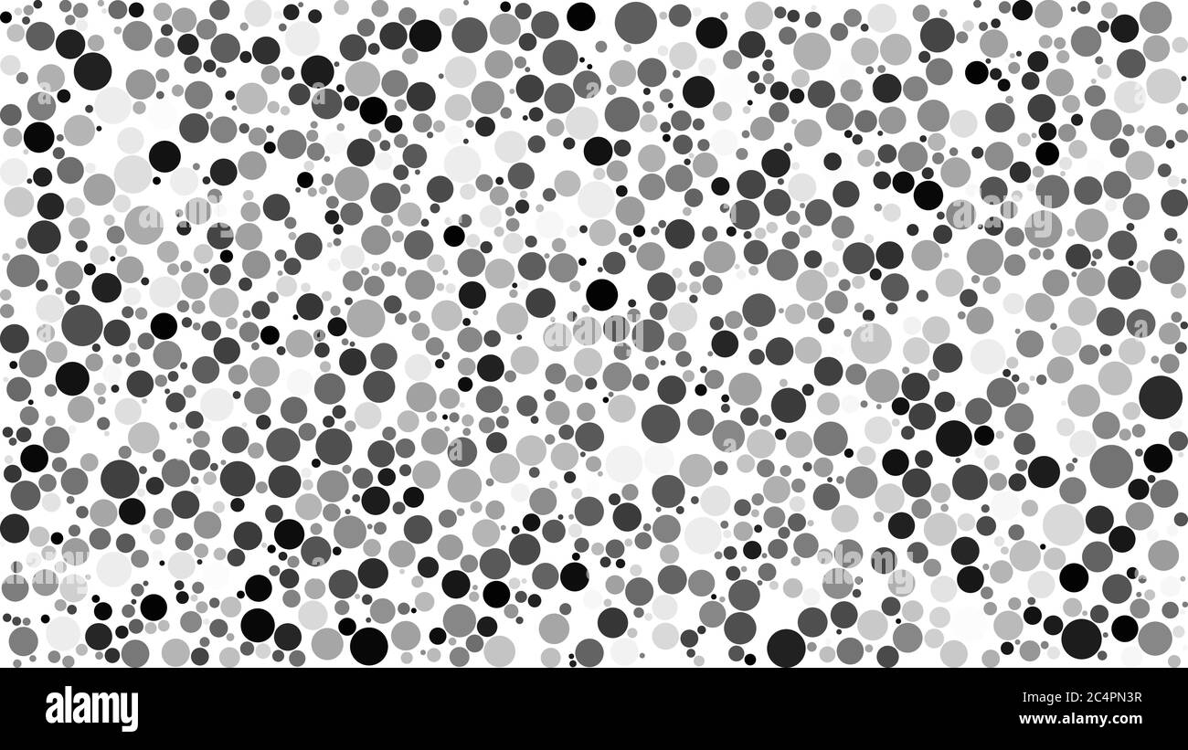 Abstract background of circles of different sizes in shades of gray ...