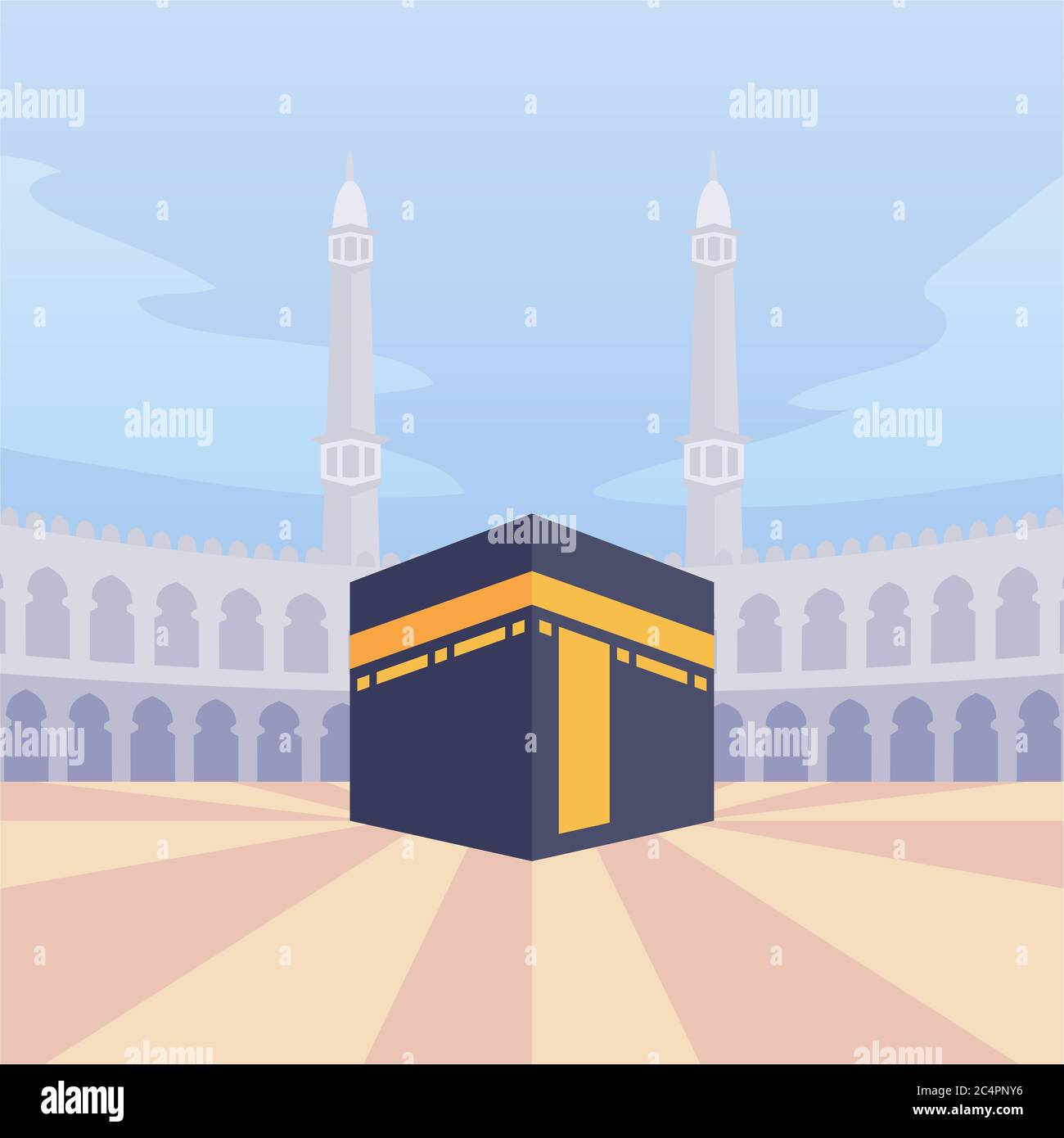 arabian moslem kaba mecca with modern cartoon flat style vector illustration Stock Photo