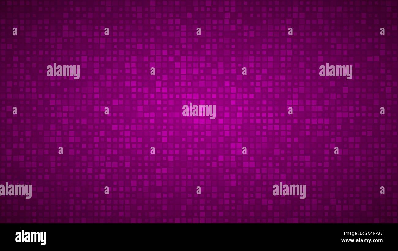 Abstract background of small squares or pixels of different sizes in purple colors. Stock Vector