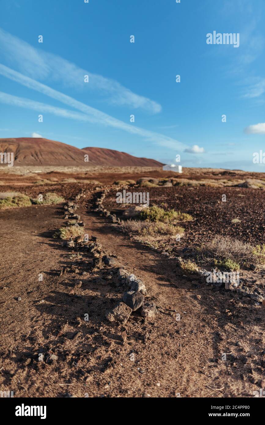 La Graciosa/Graciosa Island's highest point is part of Montana Pedro Barba (the peak is Agujas Grandes at 266m), Canary Islands, Spain Stock Photo