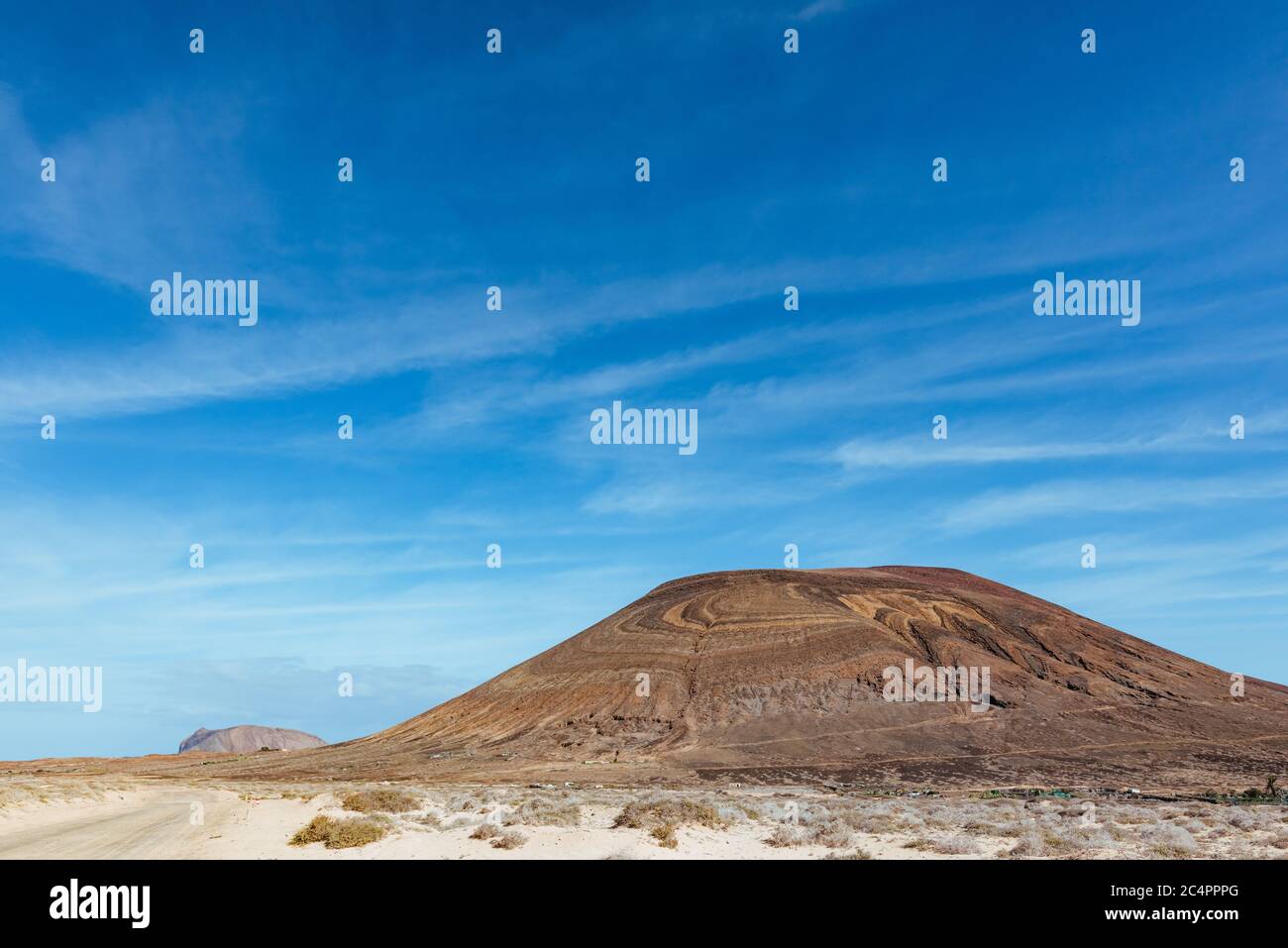 La Graciosa/Graciosa Island's highest point is part of Montana Pedro Barba (the peak is Agujas Grandes at 266m), Canary Islands, Spain Stock Photo