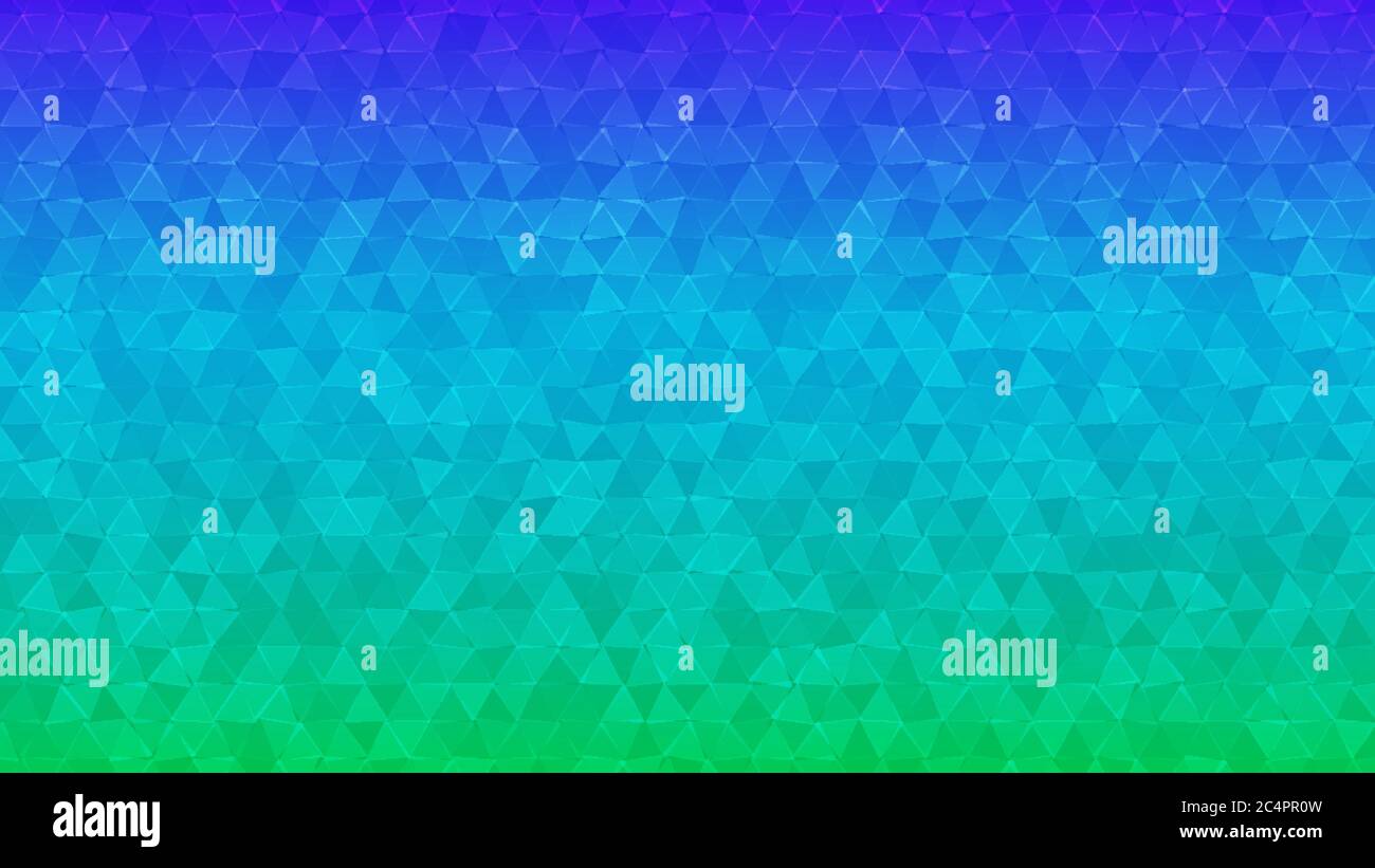 Abstract background of small triangles in blue and green colors Stock