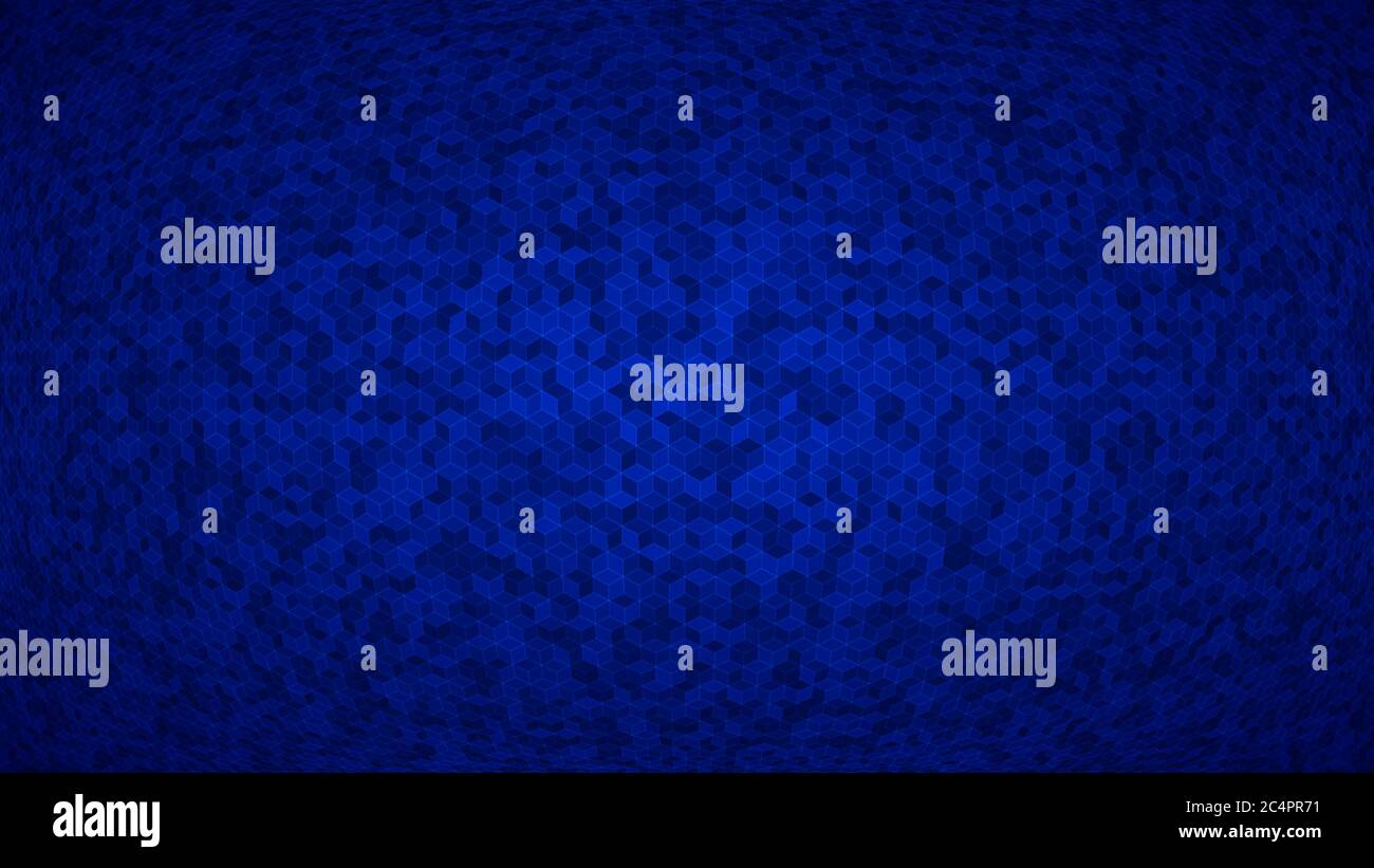 Abstract background of small isometric cubes in blue colors with the ...