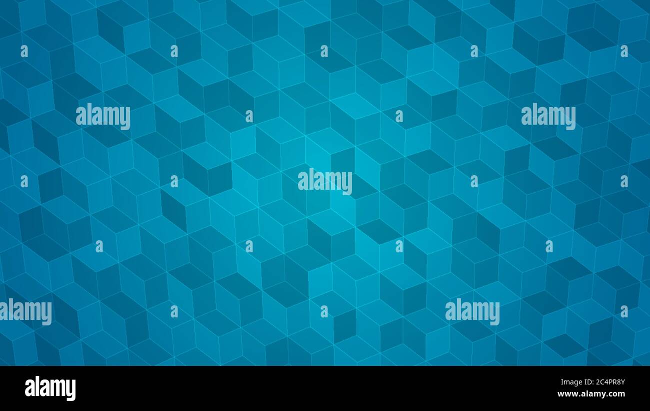 Abstract background of isometric cubes in light blue colors Stock ...