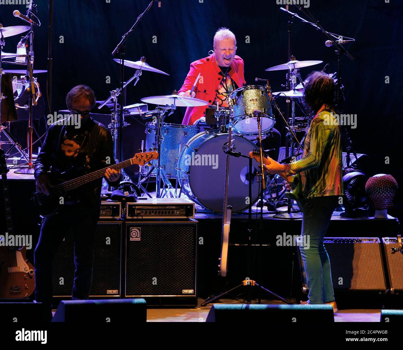 Drummer Gregg Bissonette performs with Ringo Starr and the All Starr Band at the  Broward Center for the Performing Arts in Fort Lauderdale, Florida. Stock Photo