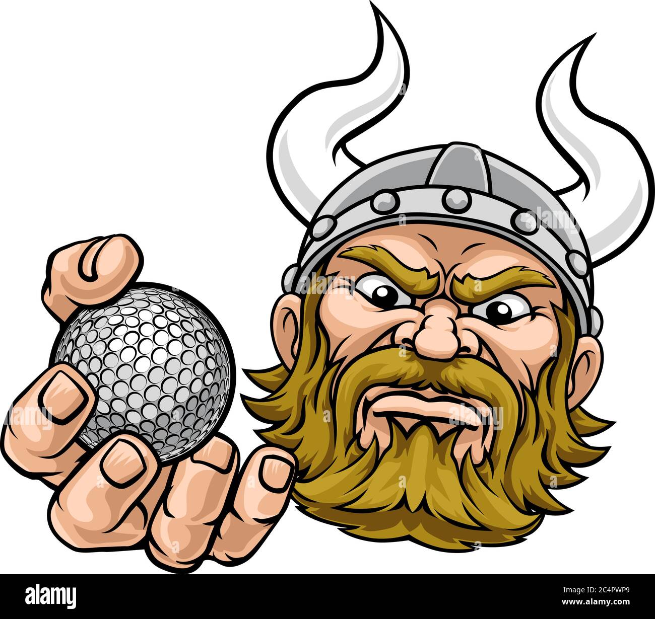 Viking Golf Ball Sports Mascot Cartoon Stock Vector