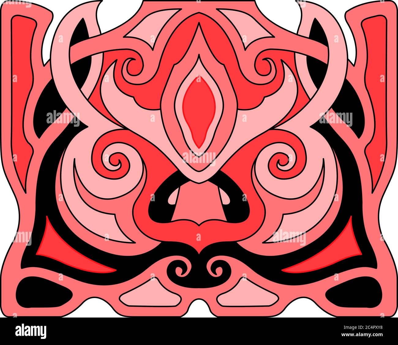 Beautiful pattern with pink pig face on white background Stock Vector
