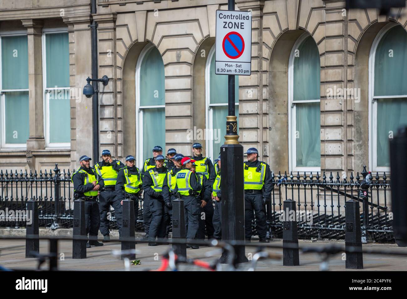 Police at the Black Trans Lives Matter protest in London Stock Photo