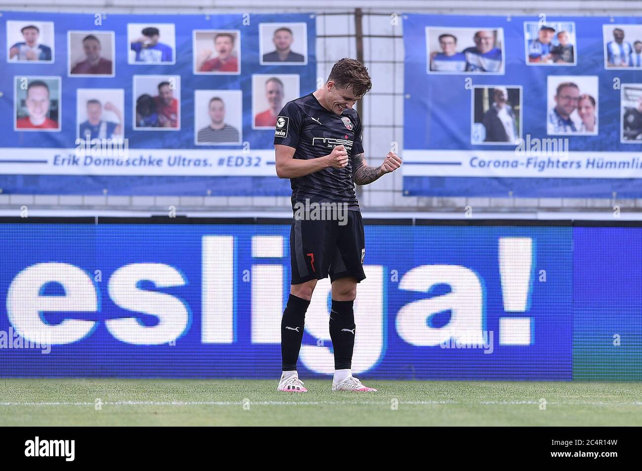 28 June 2020 Lower Saxony Meppen Football 3rd League 36th Matchday Sv Meppen Fc Ingolstadt 04 On 28 06 2020 In The Hansch Arena In Meppen Goal Celebration For 0 2 By Dennis Eckert Ayensa