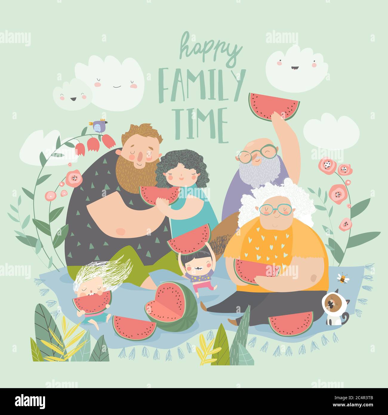 Family picnic scene Stock Vector Images Alamy