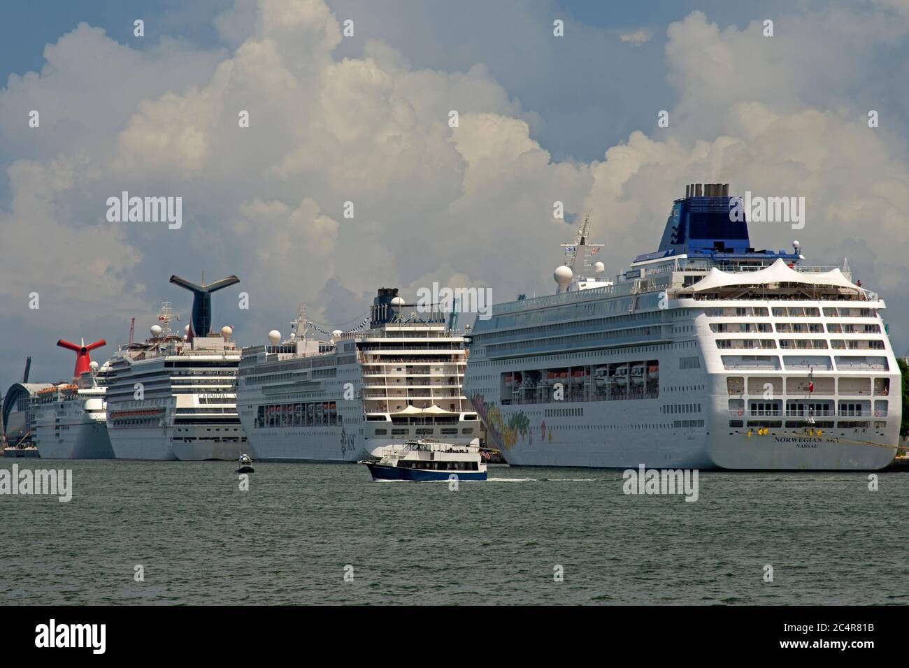 Cruise ships docked at the Port of Miami, Florida, USA Stock Photo