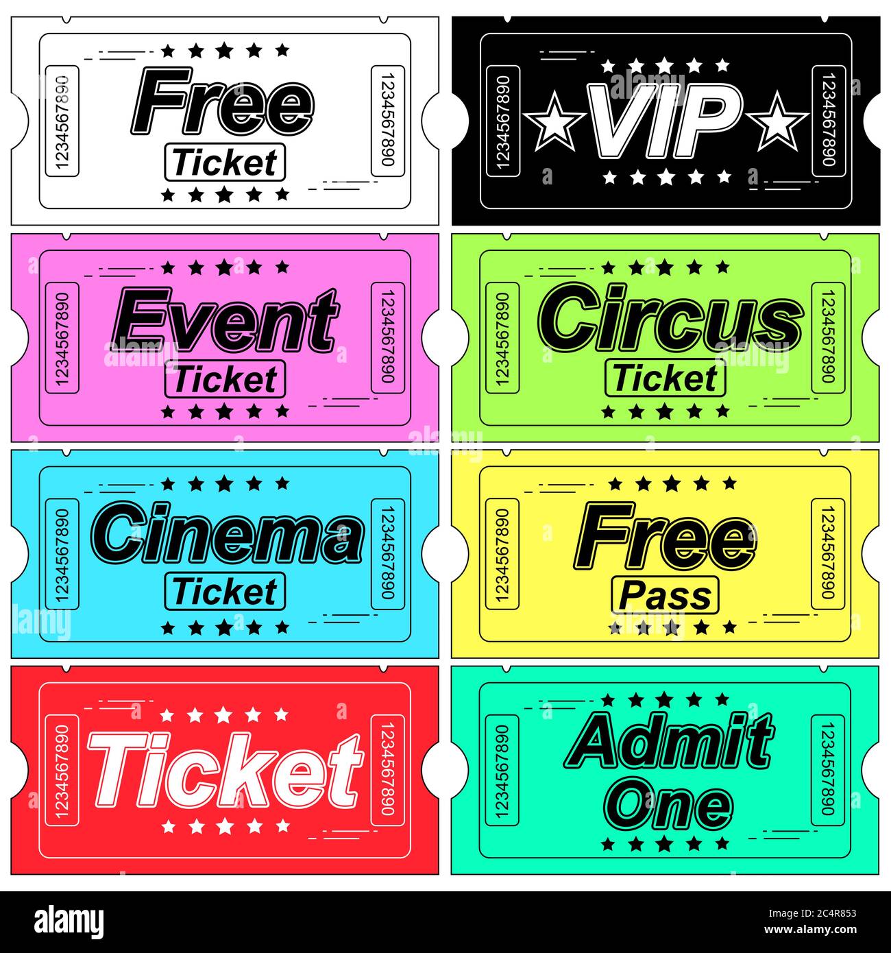 Cinema tickets isolated. Vector illustration. Tickets With Various ...